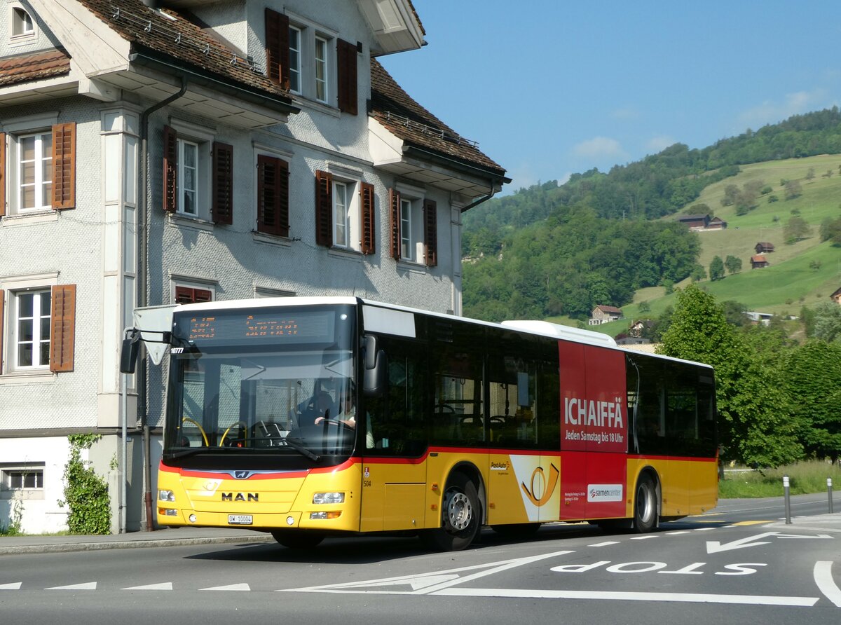 (250'505) - PostAuto Zentralschweiz - Nr. 504/OW 10'004/PID 10'777 - MAN (ex Nr. 10; ex Dillier, Sarnen Nr. 10) am 27. Mai 2023 in Sarnen, Br�nigstrasse