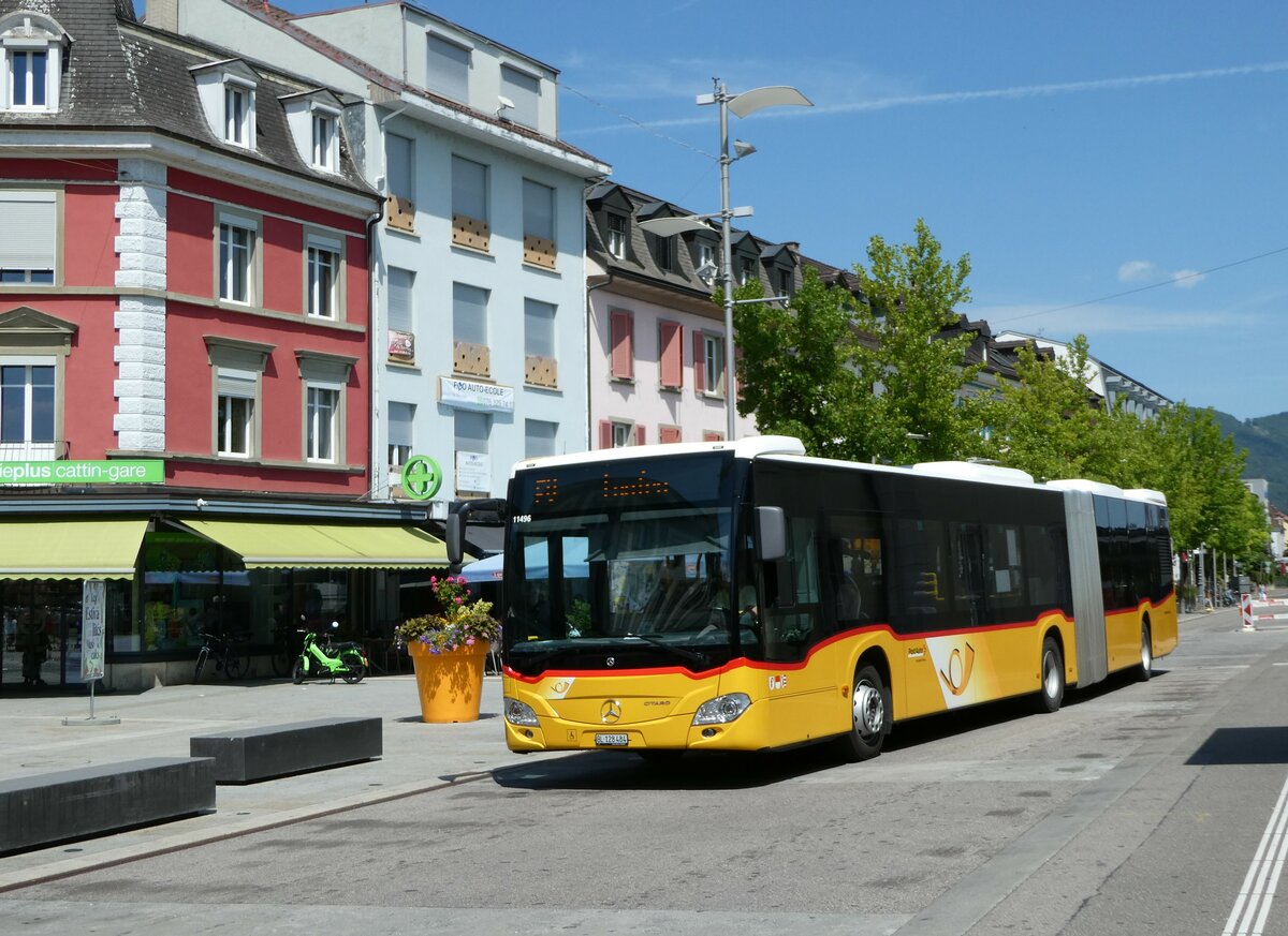 (252'447) - PostAuto Nordschweiz - BL 128'484/PID 11'496 - Mercedes am 7. Juli 2023 beim Bahnhof Del�mont