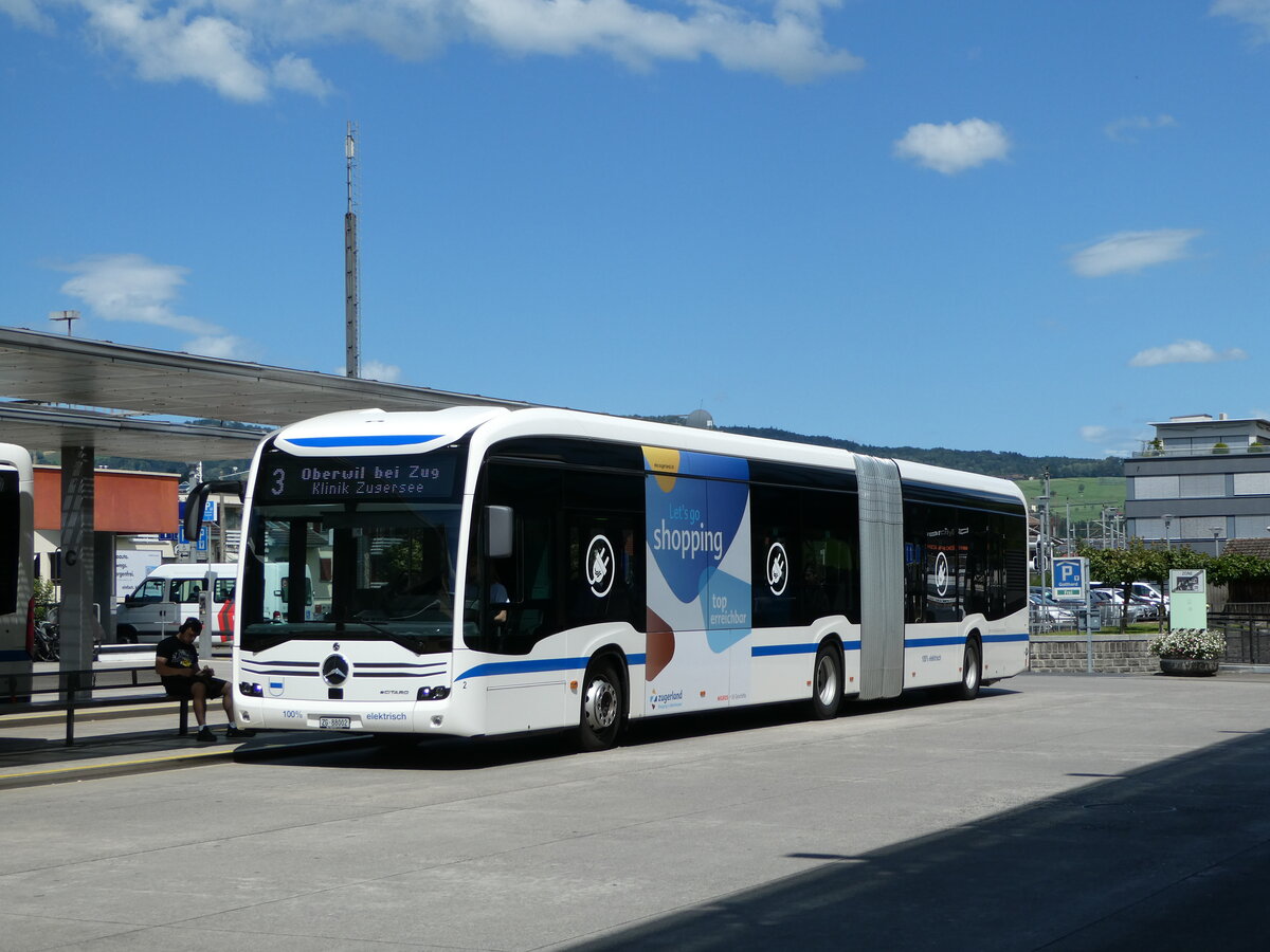 (253'356) - ZVB Zug - Nr. 2/ZG 88'002 - Mercedes am 3. August 2023 beim Bahnhof Baar