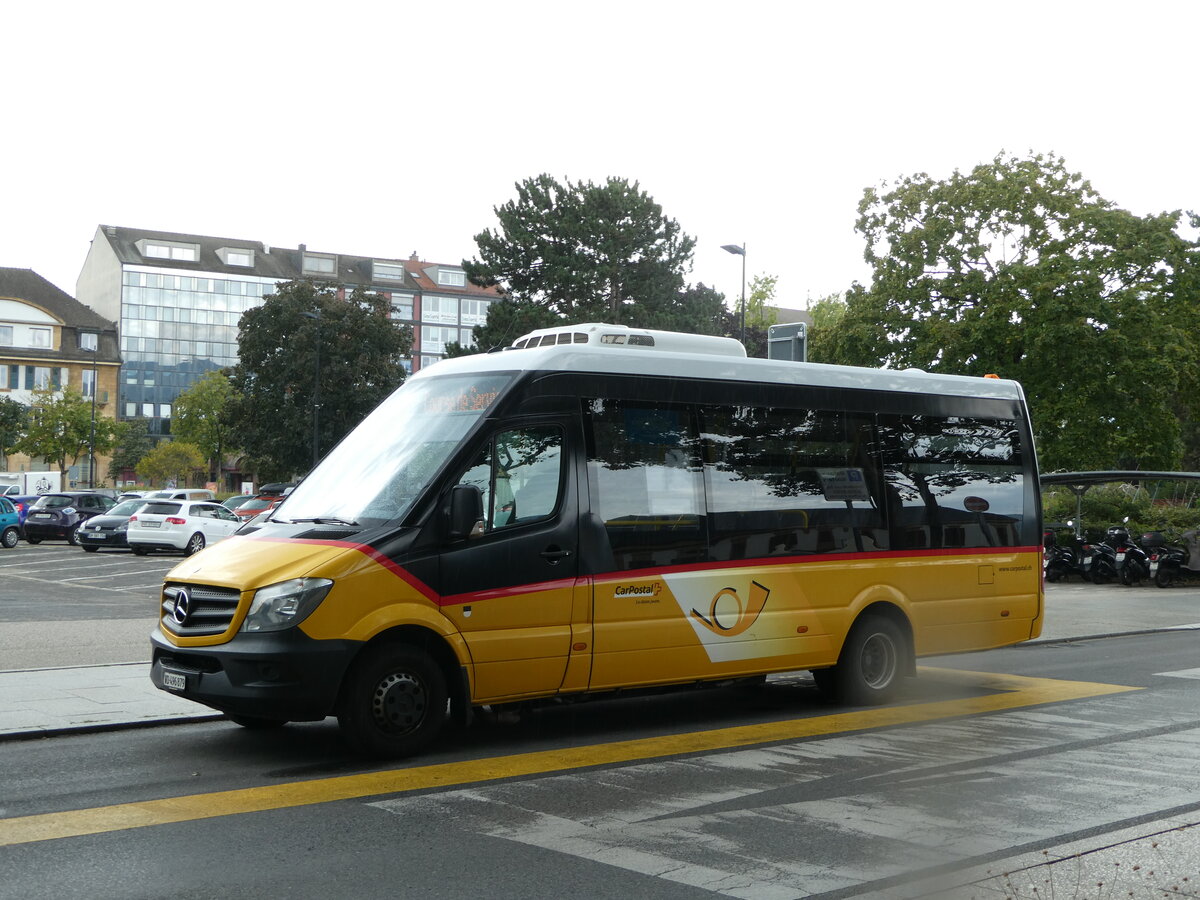 (253'752) - CarPostal Ouest - VD 496'879/PID 10'344 - Mercedes (ex Favre, Avenches; ex Rime, Charmey) am 12. August 2023 beim Bahnhof Yverdon