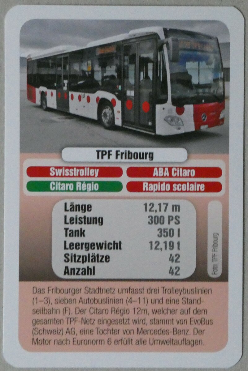 (254'263) - Quartett-Spielkarte mit Citaro R�gio Nr. 85 am 27. August 2023 in Thun