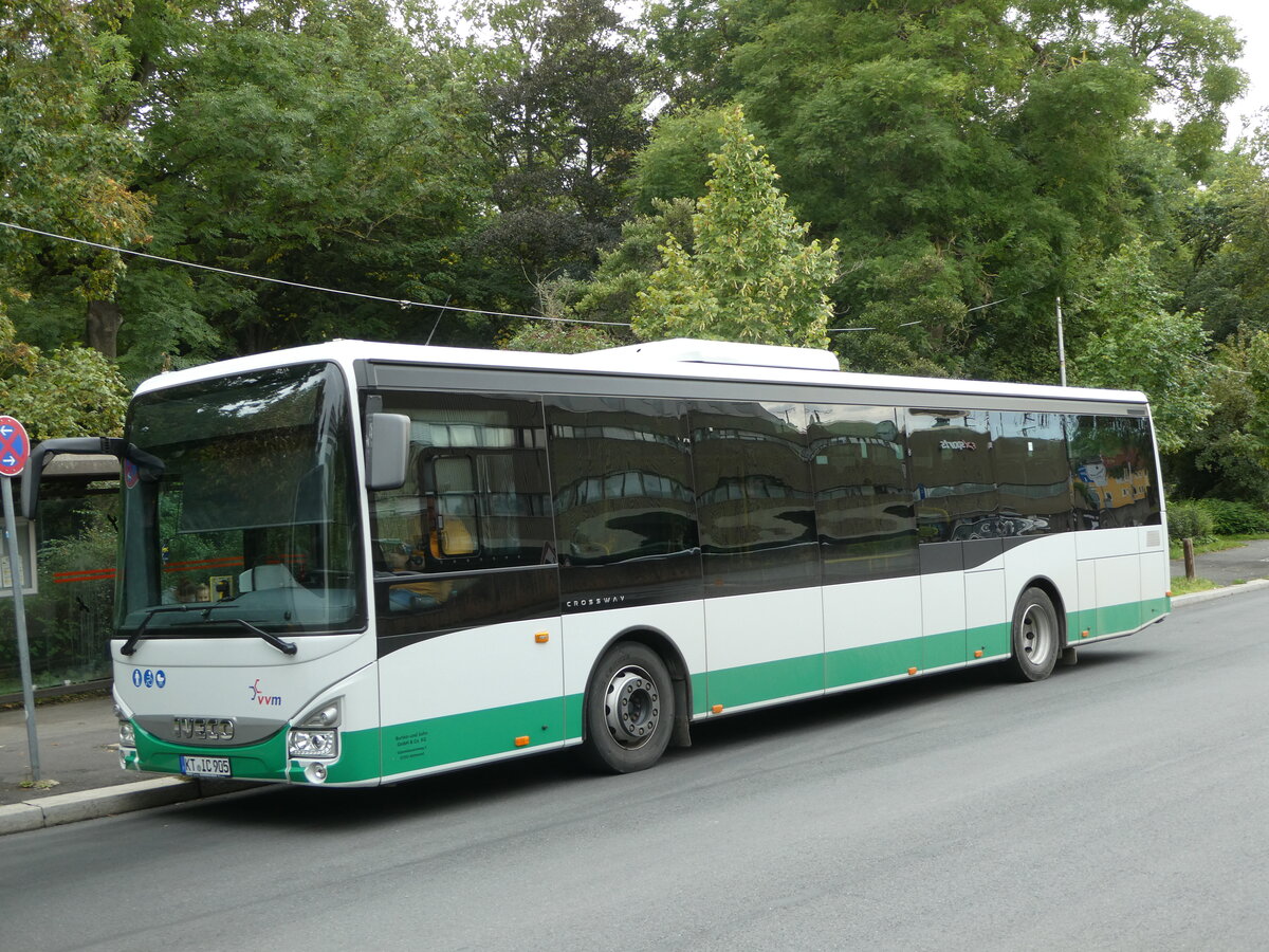 (254'316) - Burlein, Abtswind - KT-IC 905 - Iveco am 29. August 2023 beim Bahnhof W�rzburg