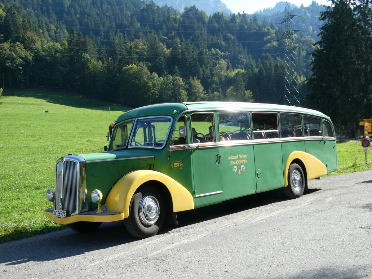 (254'822) - STI Thun - Nr. 15/BE 26'776 - Saurer/Gangloff (ex AvH Heimenschwand Nr. 5) am 5. September 2023 auf der Meielisalp