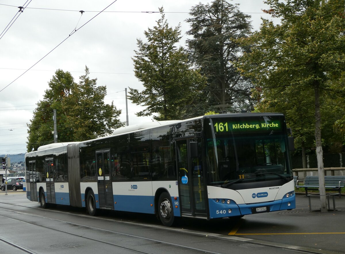 (256'242) - VBZ Zrich - Nr. 540/ZH 730'540 - Neoplan am 21. Oktober 2023 in Zrich, Brkliplatz