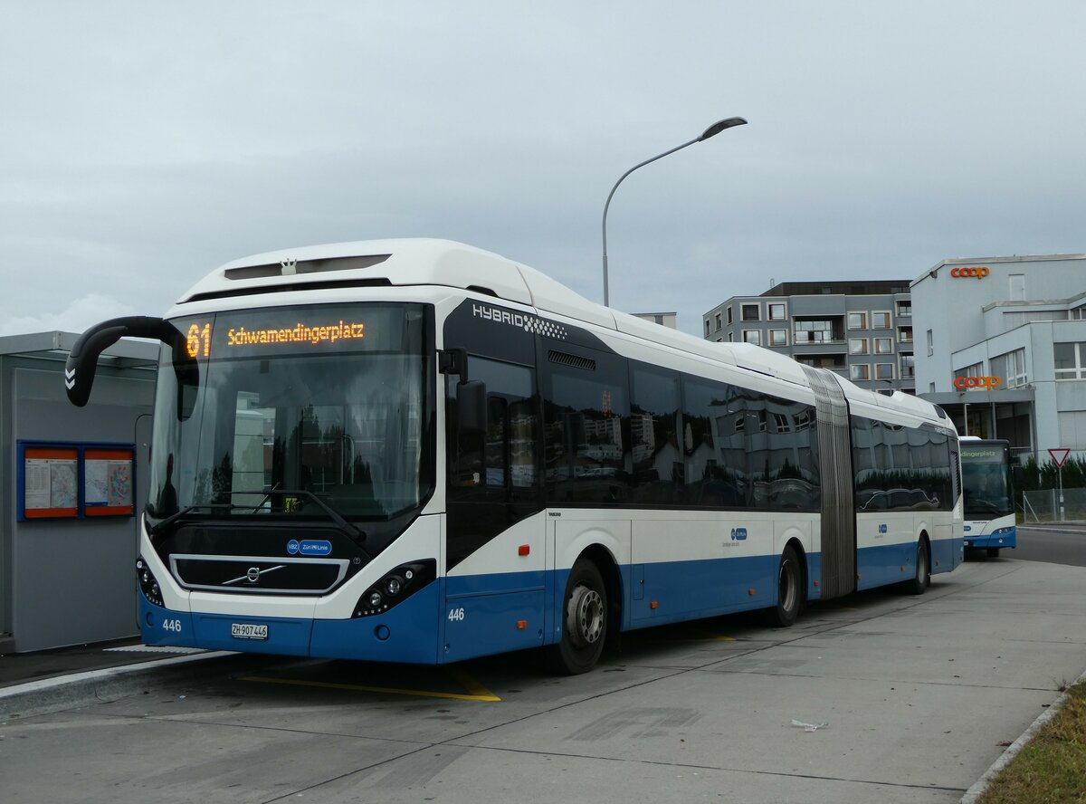 (256'345) - VBZ Z�rich - Nr. 446/ZH 907'446 - Volvo am 21. Oktober 2023 in Z�rich, M�hlacker