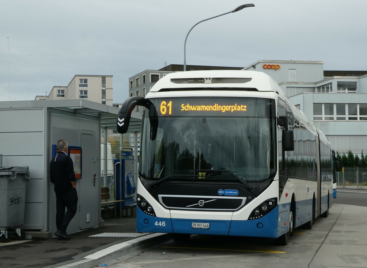 (256'347) - VBZ Zrich - Nr. 446/ZH 907'446 - Volvo am 21. Oktober 2023 in Zrich, Mhlacker