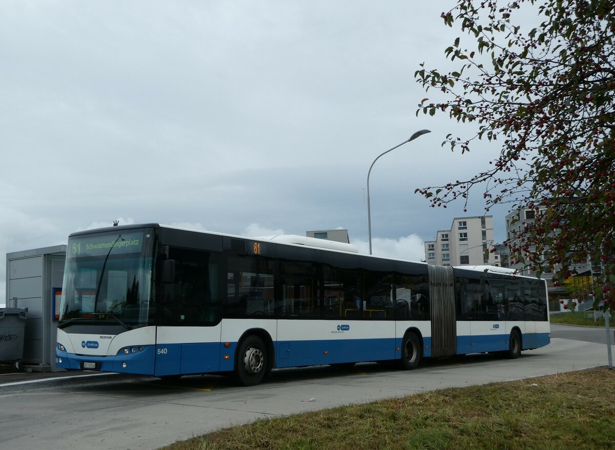 (256'350) - VBZ Z�rich - Nr. 540/ZH 730'540 - Neoplan am 21. Oktober 2023 in Z�rich, M�hlacker