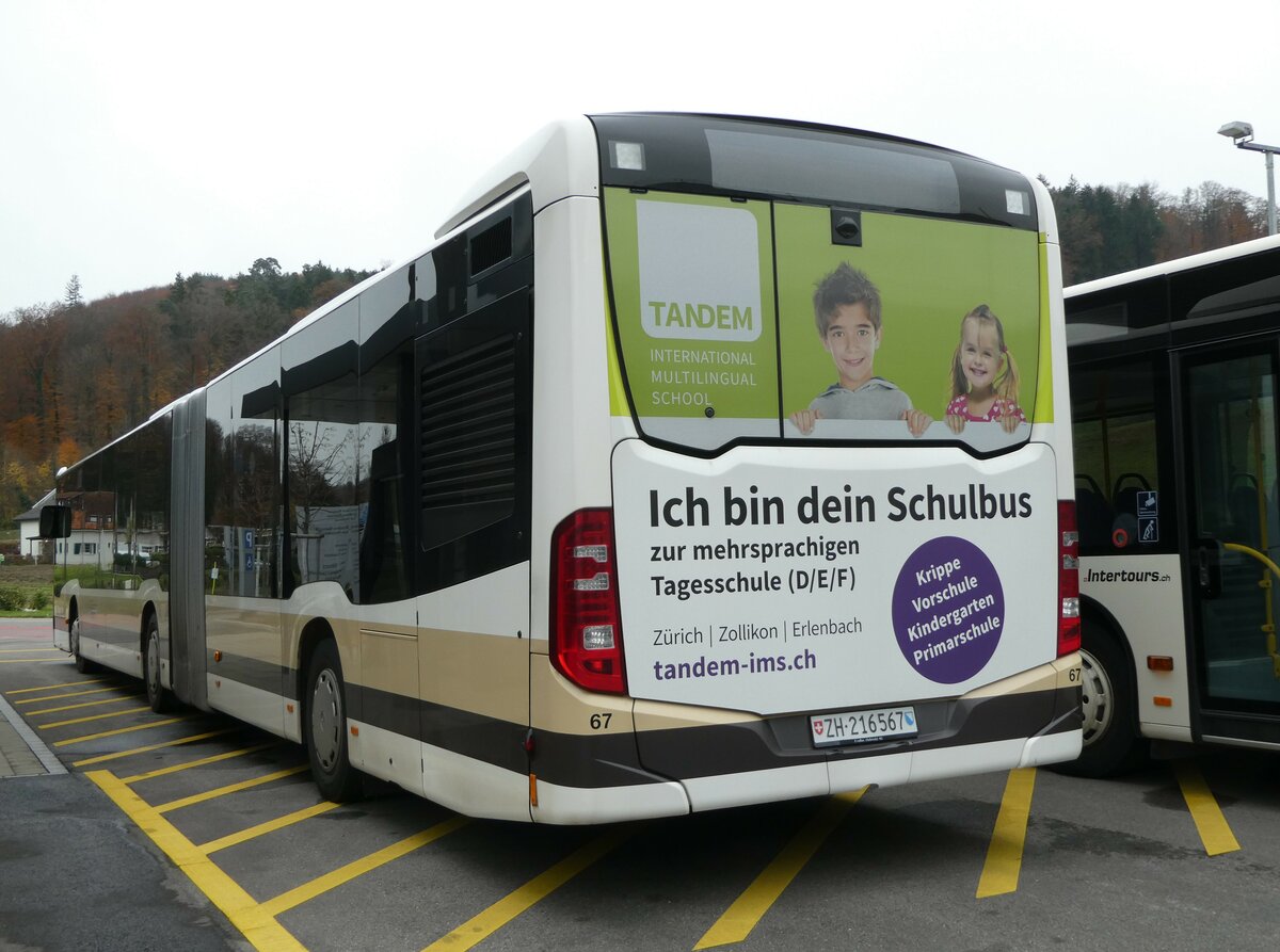 (257'133) - AZZK Zollikon - Nr. 67/ZH 216'567 - Mercedes am 18. November 2023 in Winterthur, Daimler Buses