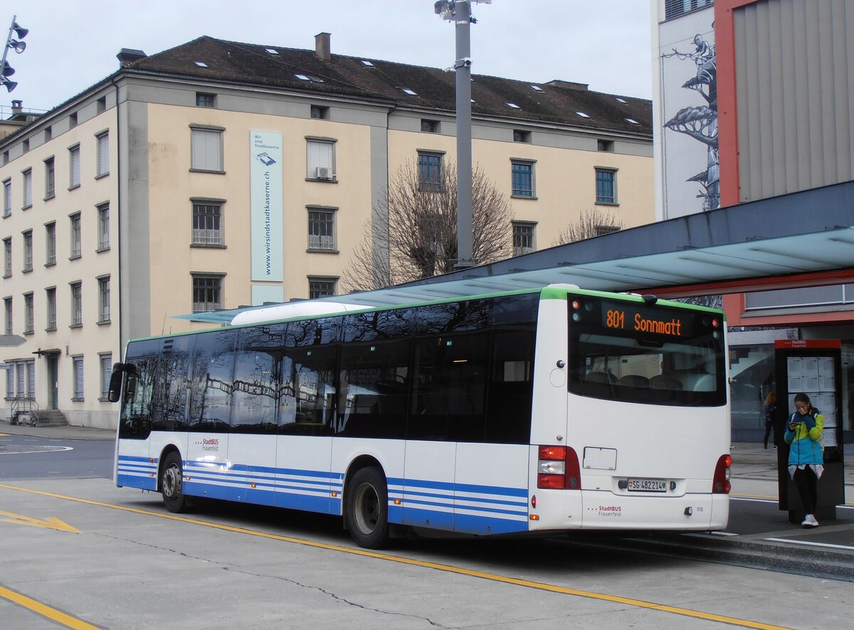 (257'662) - StadtBUS, Frauenfeld - Nr. 918/SG 482'214 - MAN (ex RTB Altst�tten Nr. 918; ex PostBus/A BD 15'338) am 15. Dezember 2023 beim Bahnhof Frauenfeld