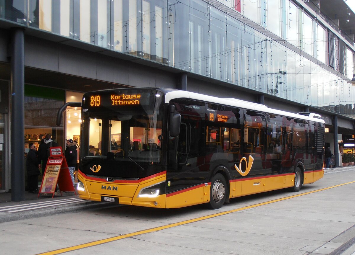 (257'682) - PostAuto Ostschweiz - TG 158'217/PID 11'897 - MAN am 15. Dezember 2023 beim Bahnhof Frauenfeld