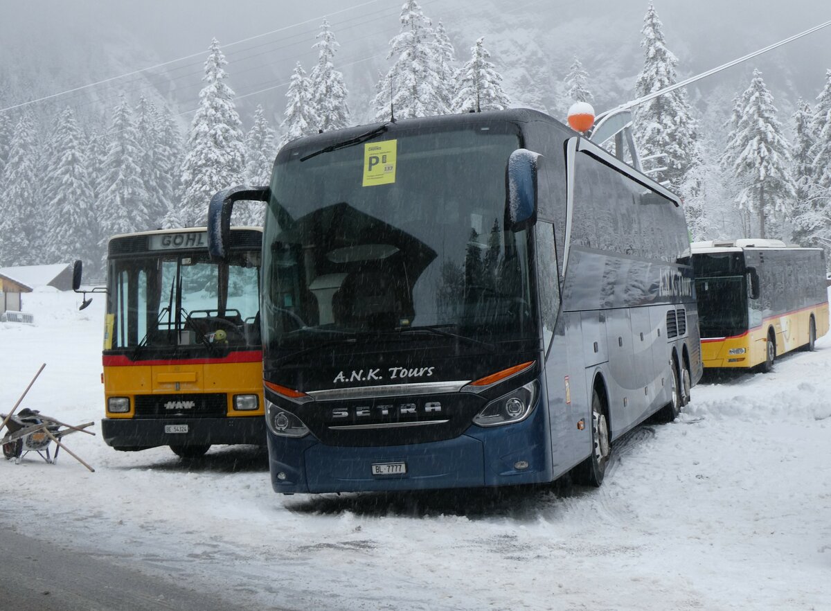 (258'320) - A.N.K. Tours, Liestal - BL 7777 - Setra am 6. Januar 2024 in Adelboden, Unter dem Birg