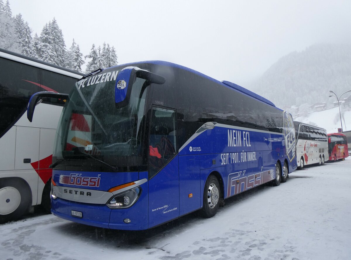 (258'366) - G�ssi, Horw - LU 87'118 - Setra am 6. Januar 2024 in Adelboden, ASB