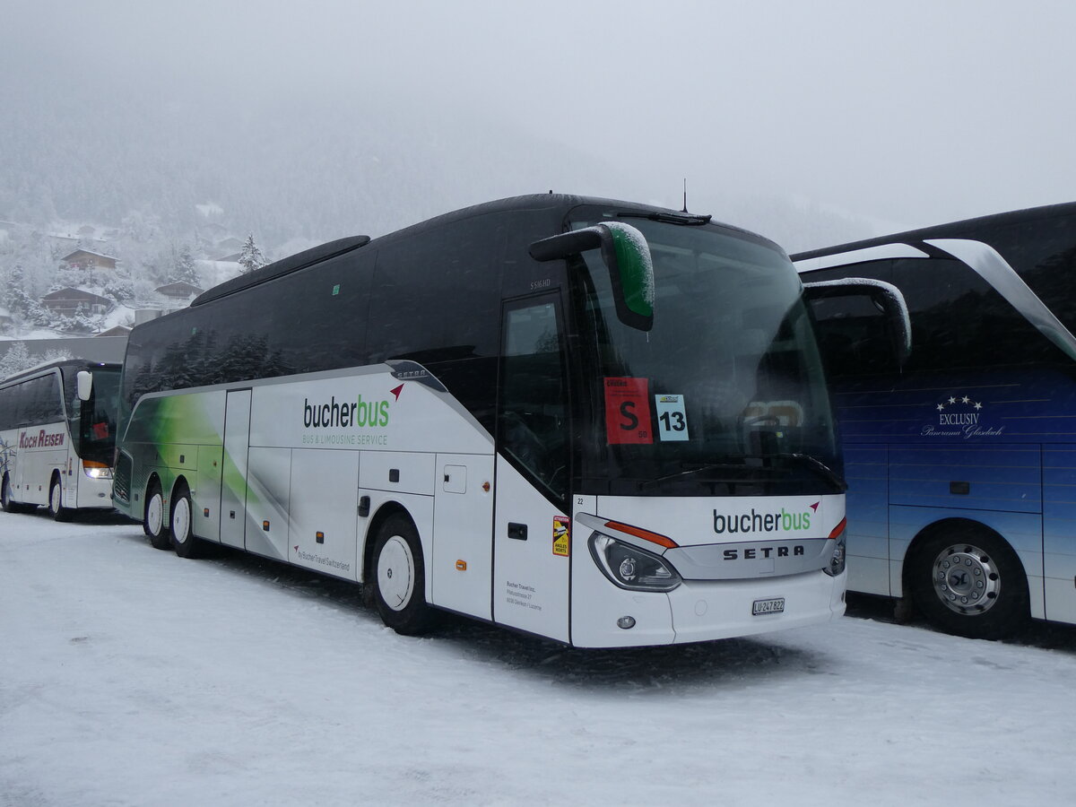 (258'397) - Bucher, Dierikon - Nr. 22/LU 247'822 - Setra am 6. Januar 2024 in Adelboden, ASB