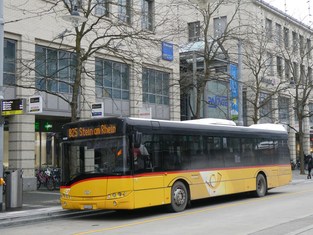 (258'544) - PostAuto Ostschweiz - TG 158'209/PID 10'359 - Solaris (ex Schmidt, Oberb�ren; ex CarPostal Ouest) am 9. Januar 2024 beim Bahnhof Frauenfeld