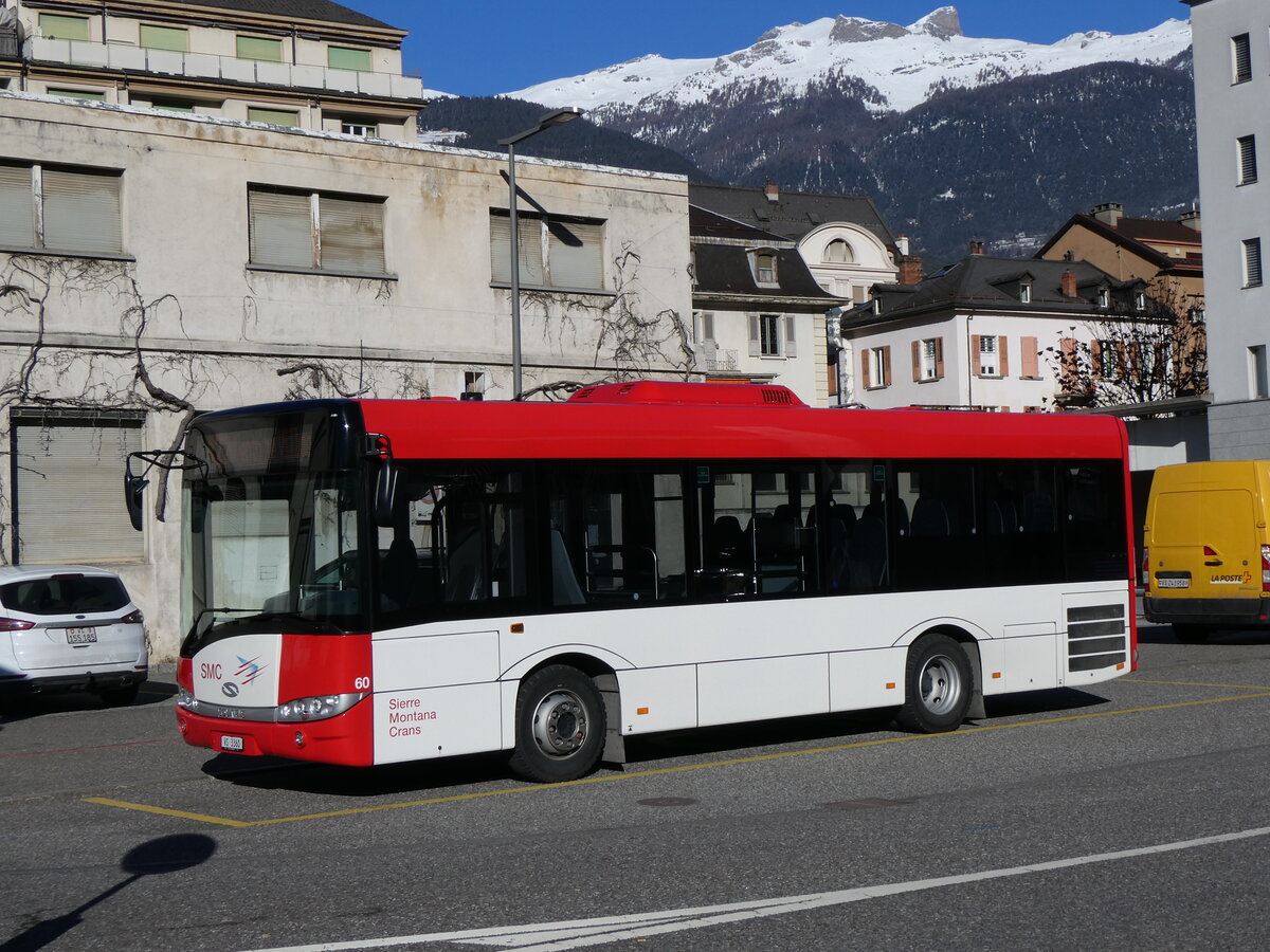 (258'624) - SMC Montana - Nr. 60/VS 3360 - Solaris am 11. Januar 2024 beim Bahnhof Sierre