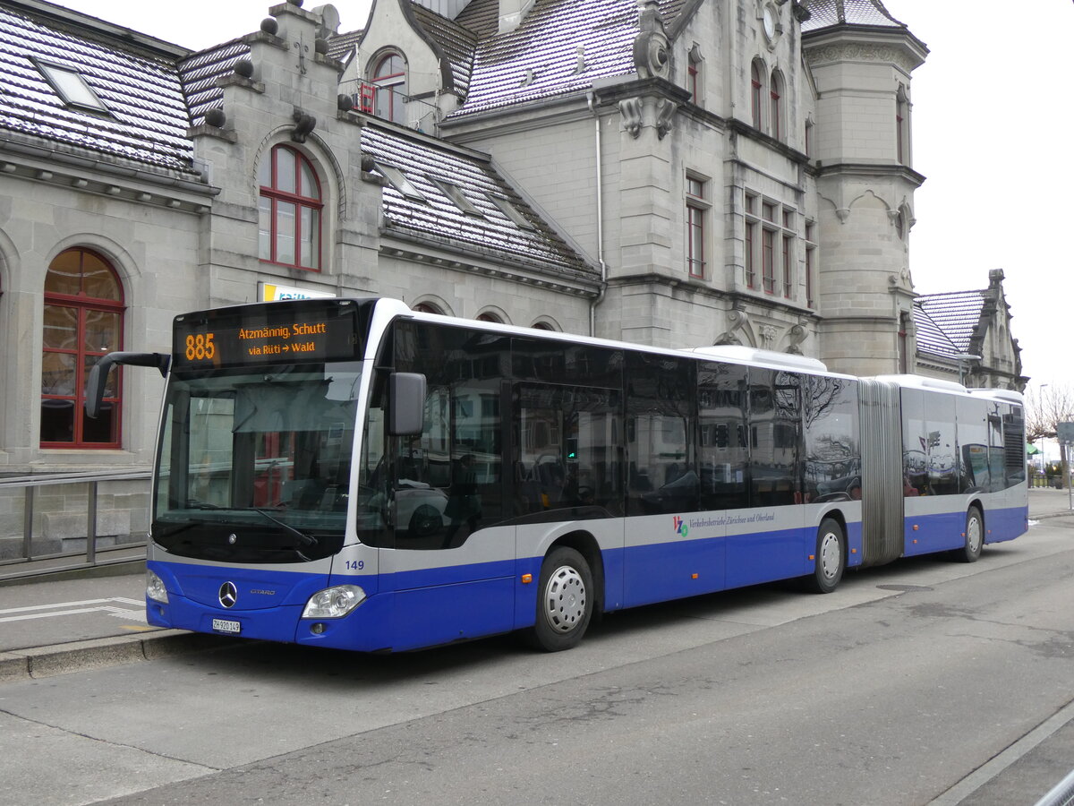 (258'673) - VZO Gr�ningen - Nr. 149/ZH 920'149 - Mercedes am 13. Januar 2024 beim Bahnhof Rapperswil