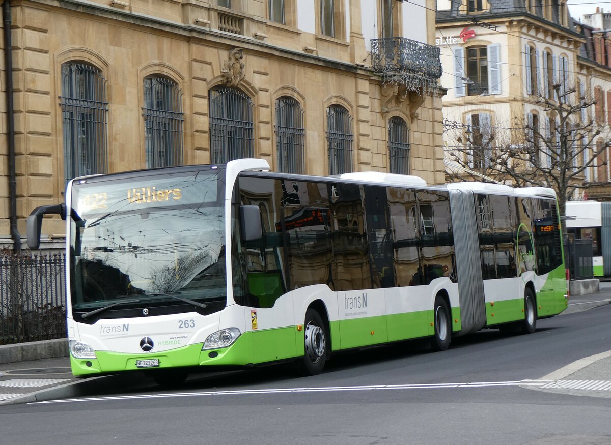 (258'929) - transN, La Chaux-de-Fonds - Nr. 263/NE 223'263 - Mercedes am 26. Januar 2024 in Neuchtel, Place Pury