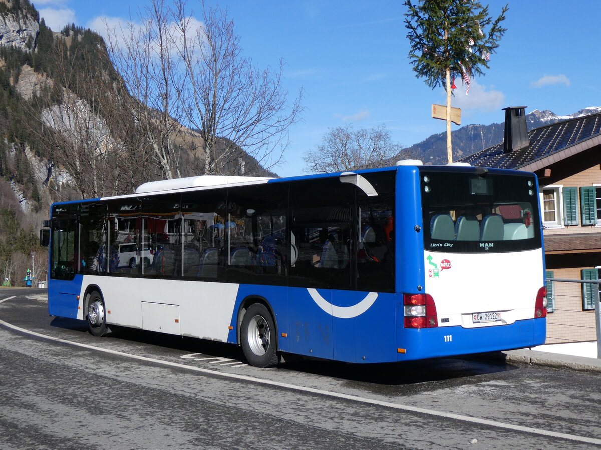 (259'290) - Koch, Giswil - Nr. 111/OW 29'122 - MAN (ex TPN Nyon Nr. 111) am 13. Februar 2024 auf der St�ckalp
