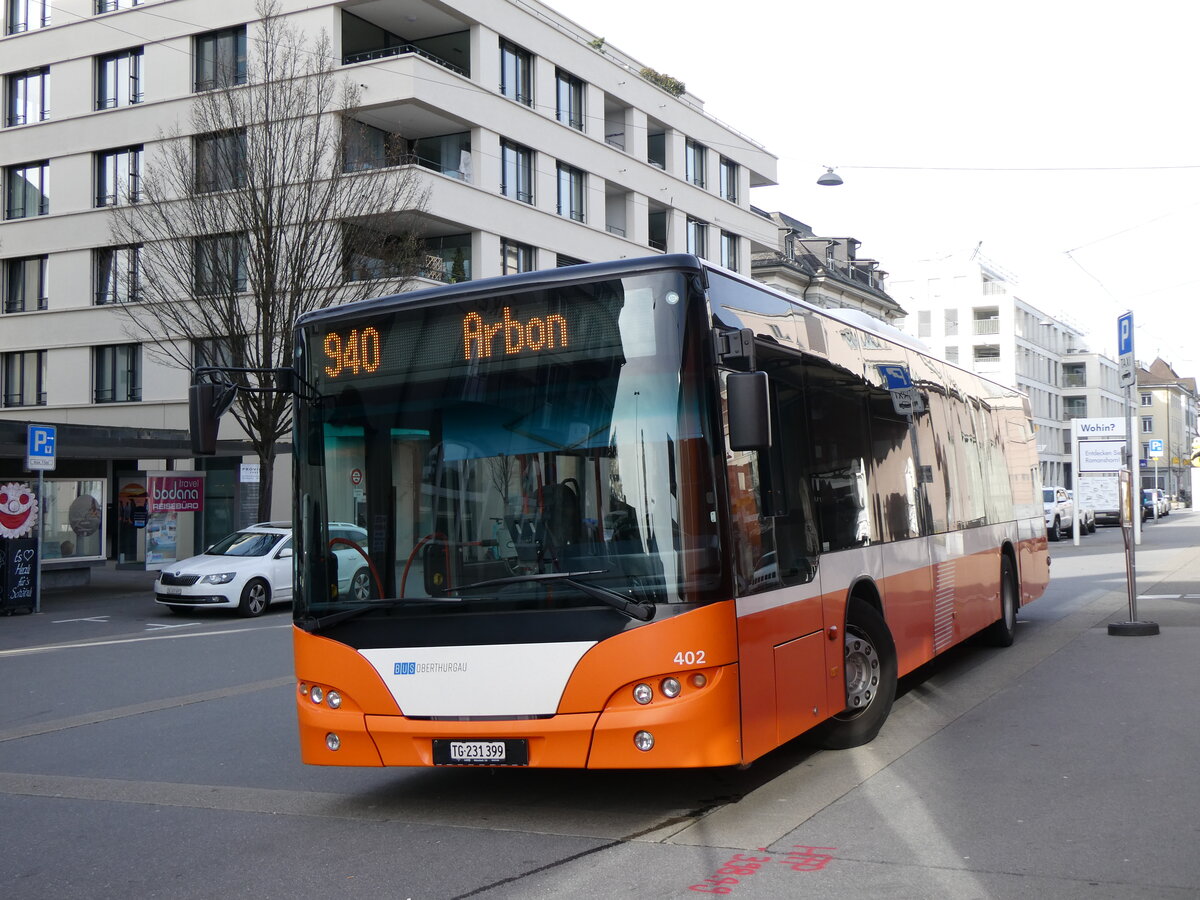 (259'337) - BOTG Amriswil - Nr. 402/TG 231'399 - Neoplan (ex Nr. 6) am 15. Februar 2024 beim Bahnhof Romanshorn