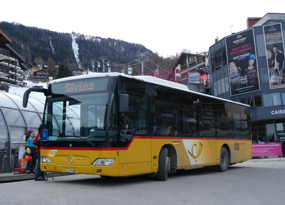 (259'362) - Lathion, Sion - Nr. 5/VS 24'726/PID 4919 - Mercedes (ex PostAuto Bern) am 16. Februar 2024 in Haute-Nendaz, T�l�cabine