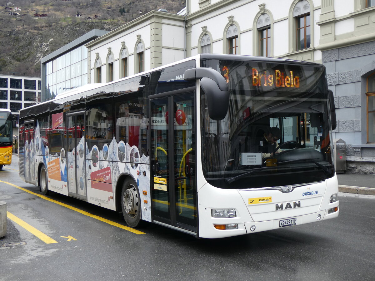 (259'770) - PostAuto Wallis - VS 449'119/PID 10'447 - MAN am 27. Februar 2024 beim Bahnhof Brig