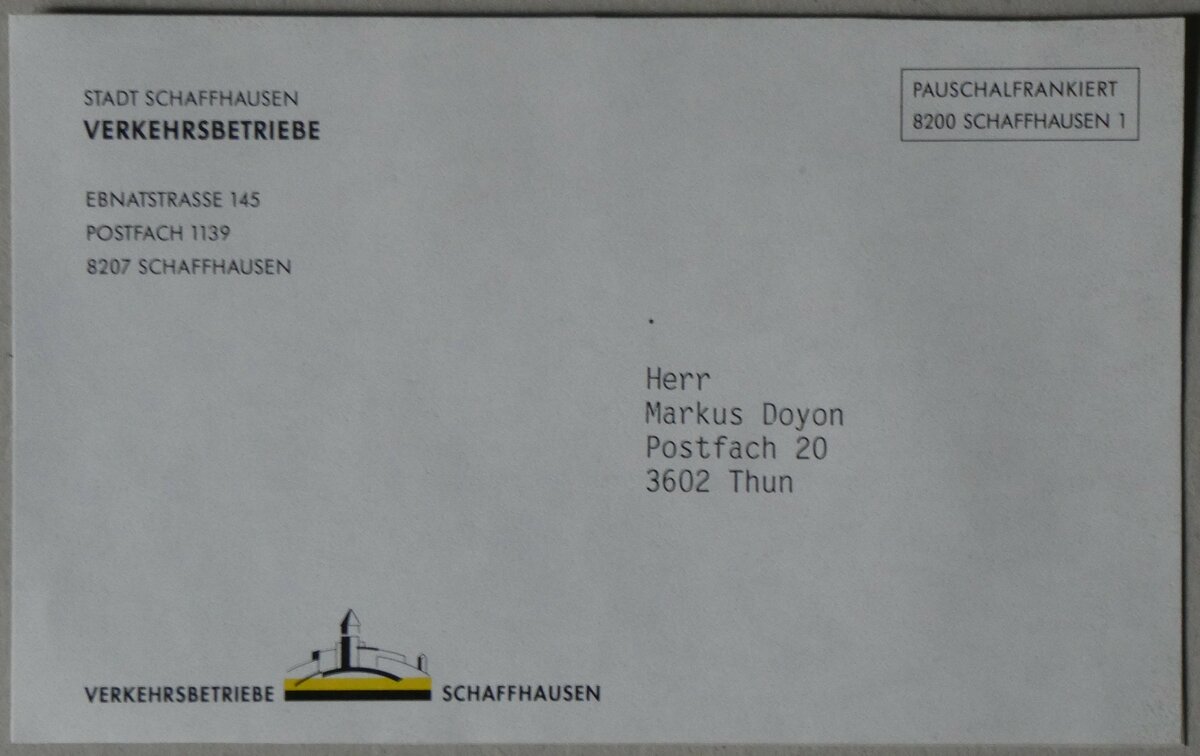 (259'906) - VBSH-Adressetikette am 3. M�rz 2024 in Thun