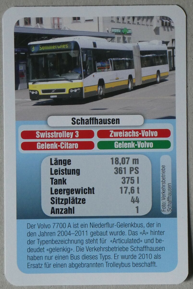 (259'919) - Quartett-Spielkarte mit Gelenk-Volvo Nr. 30 am 3. M�rz 2024 in Thun