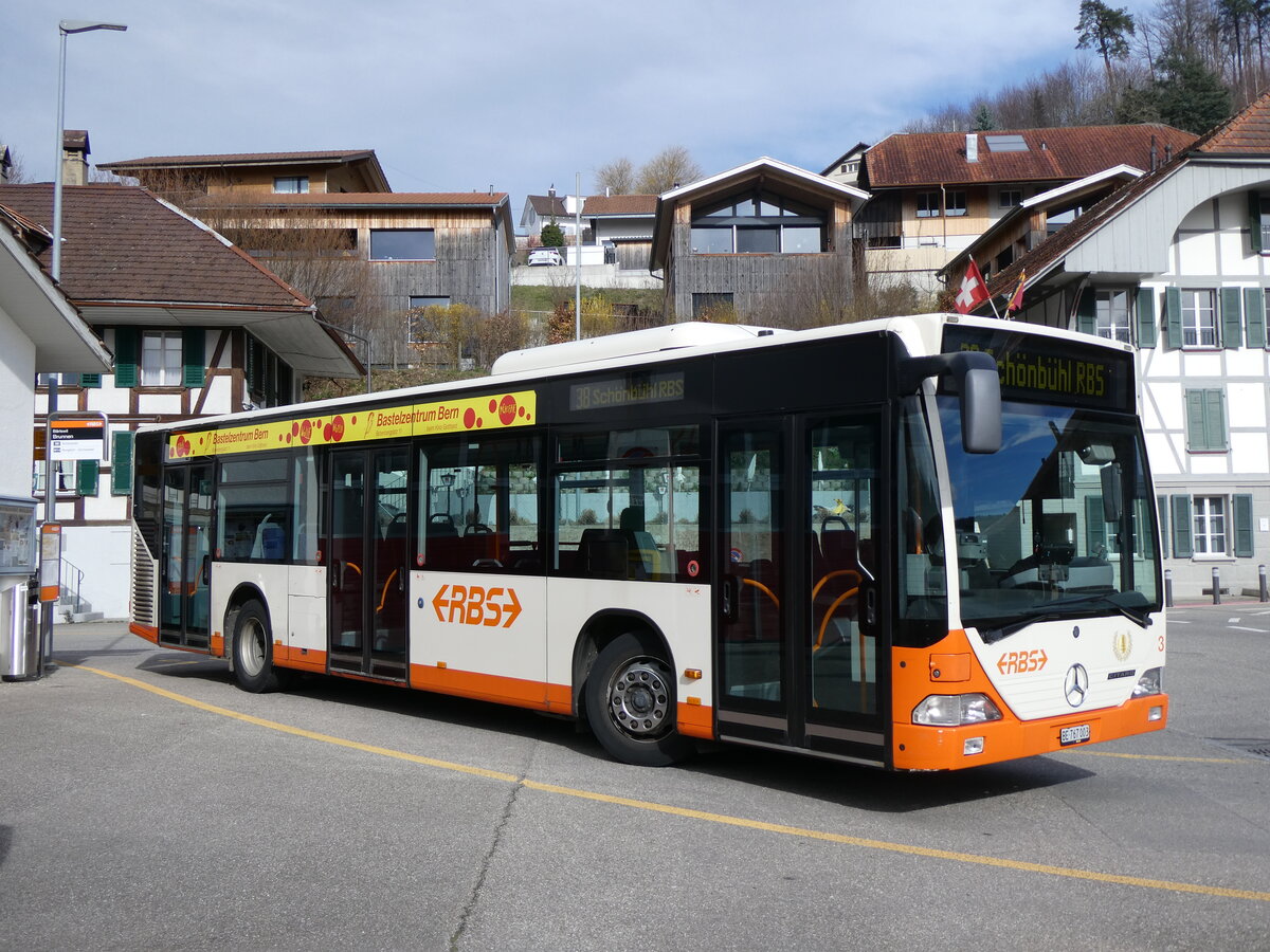 (260'006) - RBS Worblaufen - Nr. 3/BE 767'003 - Mercedes am 3. M�rz 2024 in B�riswil, Brunnen