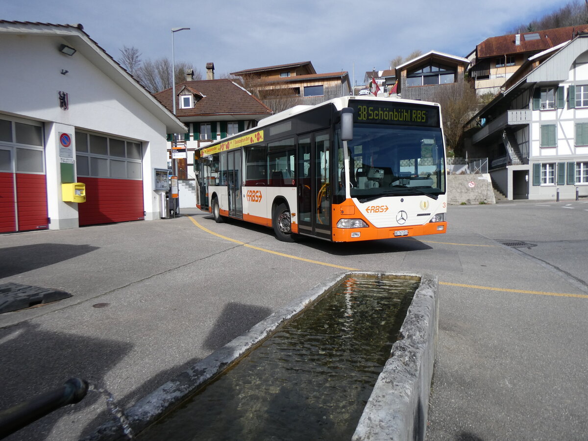 (260'007) - RBS Worblaufen - Nr. 3/BE 767'003 - Mercedes am 3. M�rz 2024 in B�riswil, Brunnen