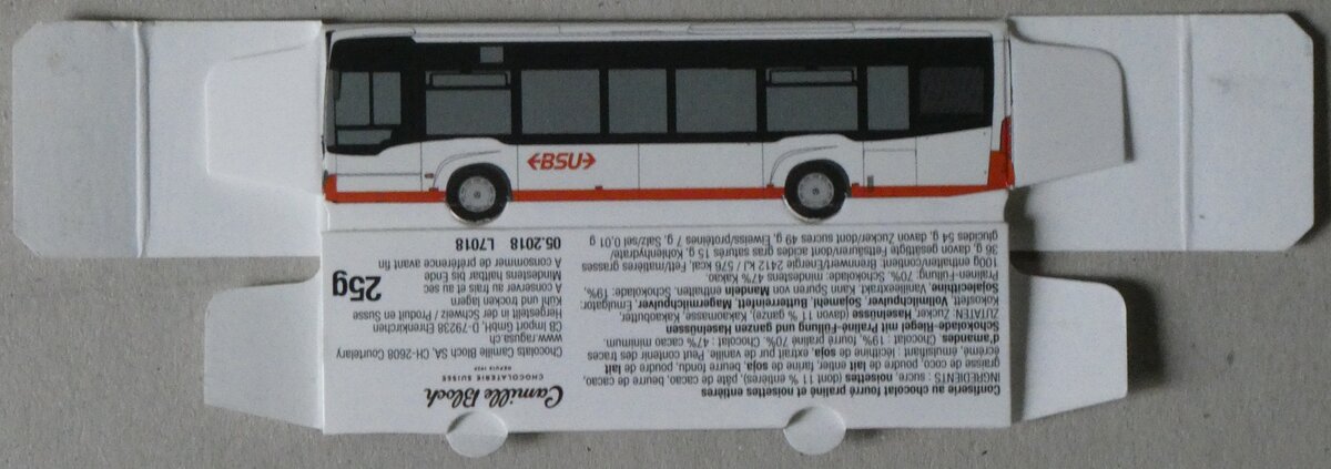 (260'185) - Camille Bloch-Schokolade als kleiner Bastelbogen mit BSU-Mercedes Citaro am 8. M�rz 2024 in Thun