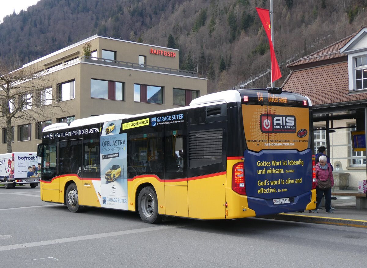 (260'343) - PostAuto Bern - BE 610'532/PID 11'859 - Mercedes (ex BE 610'544) am 12. M�rz 2024 beim Bahnhof Interlaken Ost