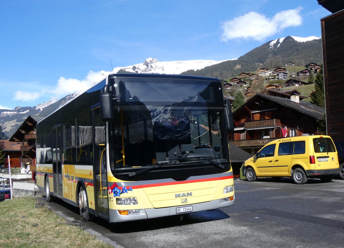 (260'466) - GrindelwaldBus, Grindelwald - Nr. 17/BE 72'444 - MAN/G�ppel (ex STI Thun Nr. 133) am 19. M�rz 2024 in Grindelwald, Garage