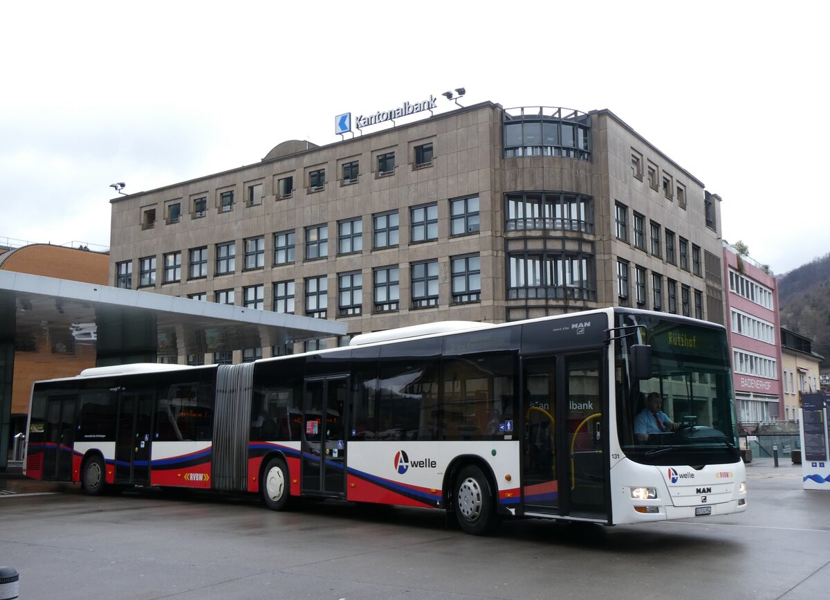 (260'721) - Indermhle, Rekingen - Nr. 131/AG 534'954 - MAN (ex RVBW Wettingen Nr. 161) am 28. Mrz 2024 beim Bahnhof Baden