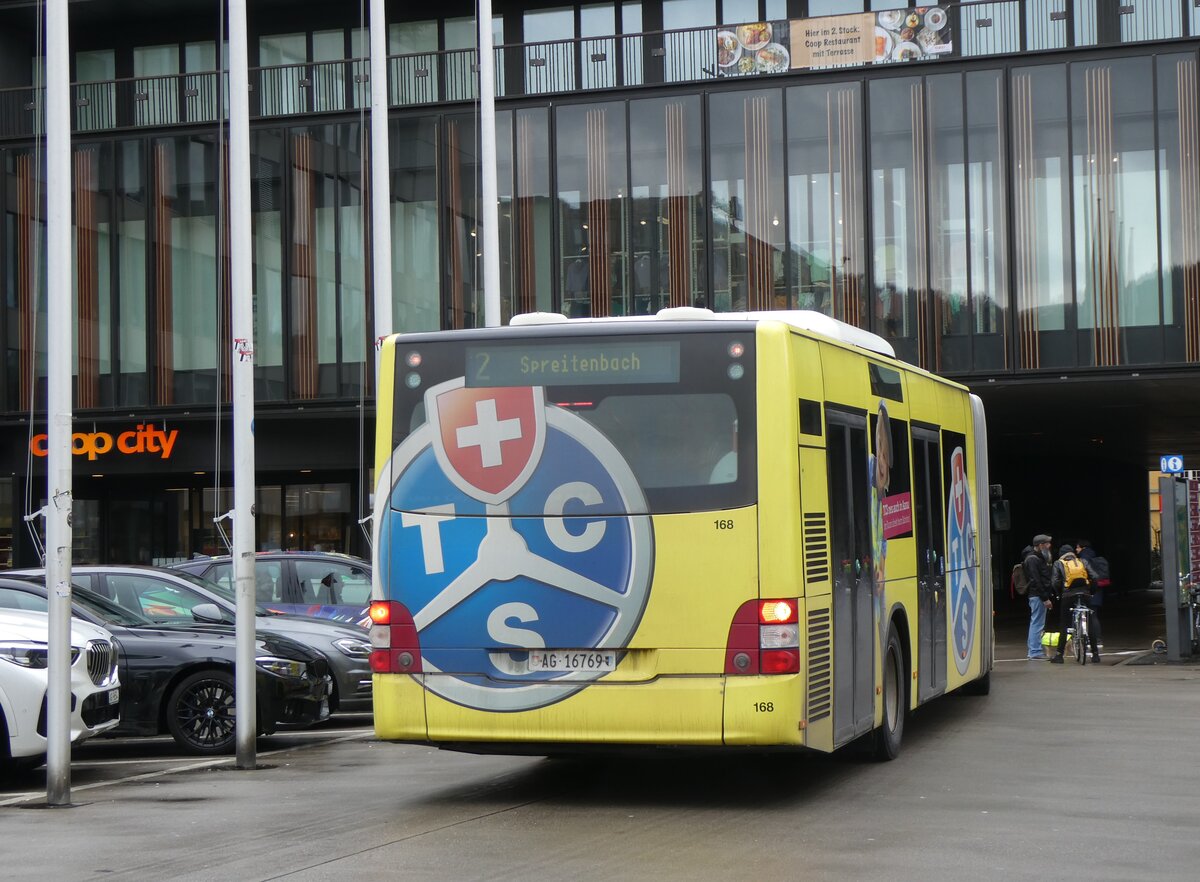 (260'734) - RVBW Wettingen - Nr. 168/AG 16'769 - MAN am 28. Mrz 2024 beim Bahnhof Baden