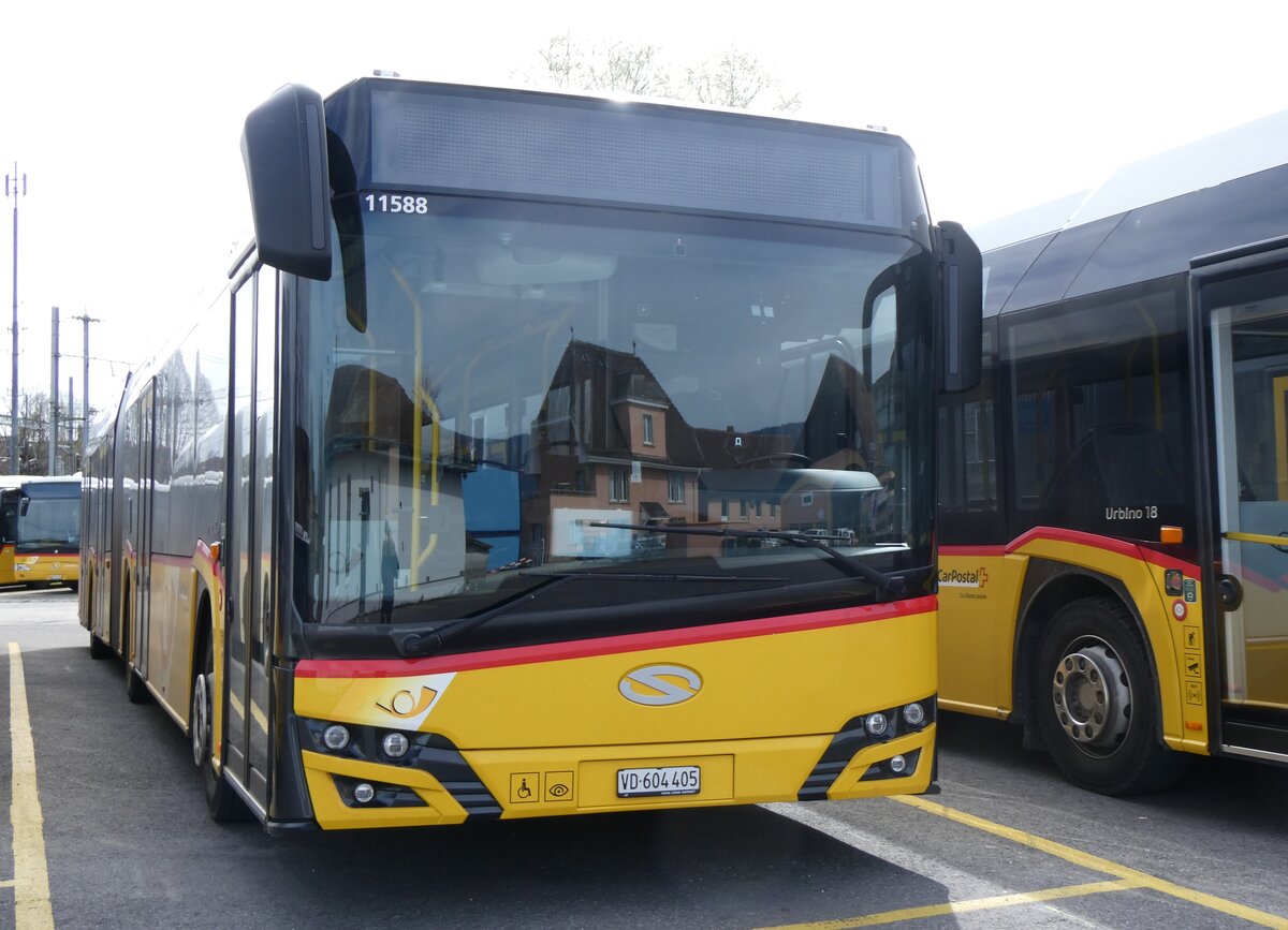 (260'826) - CarPostal Ouest - VD 604'405/PID 11'588 - Solaris am 29. M�rz 2024 in Yverdon, Garage