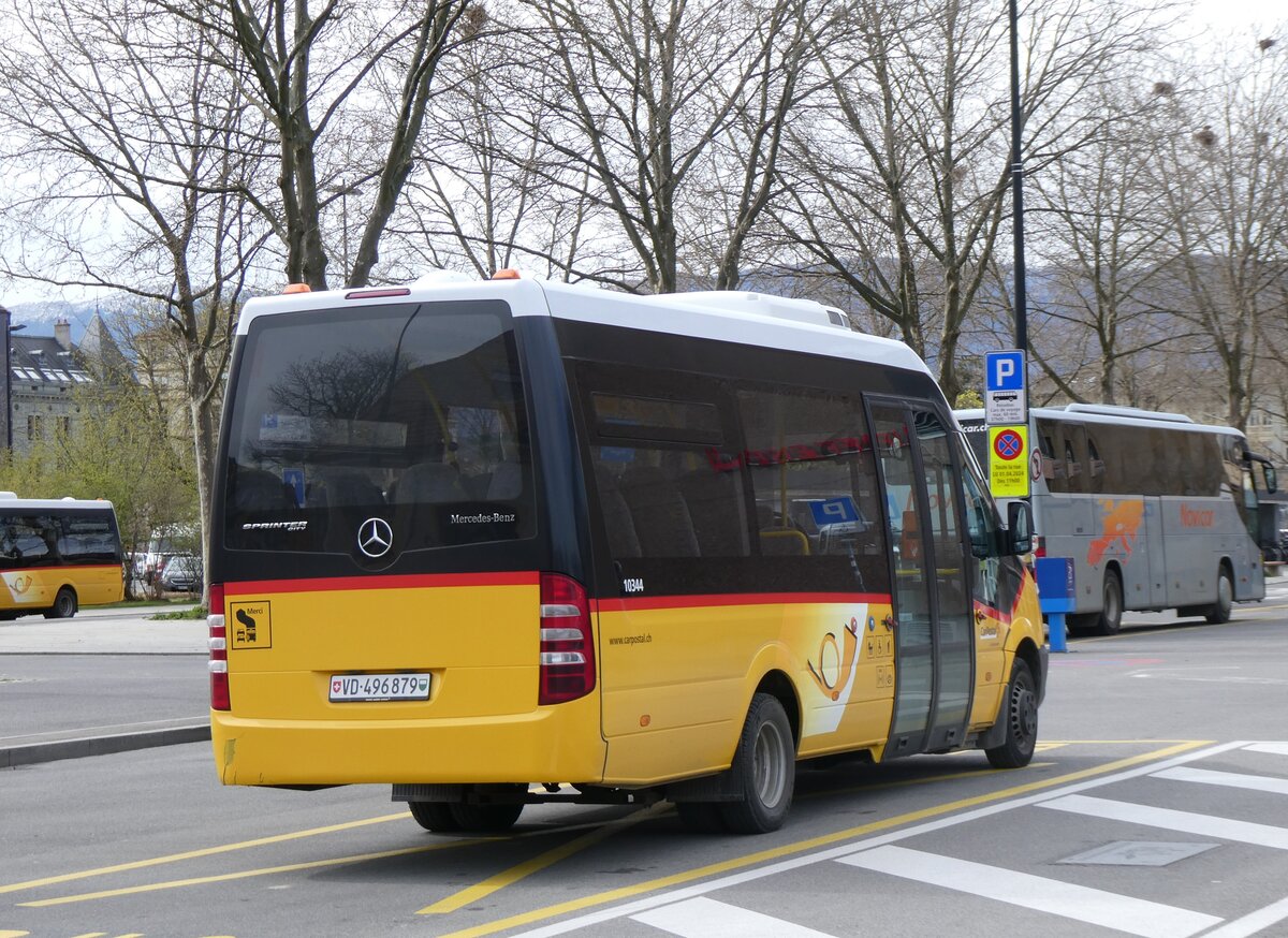(260'848) - CarPostal Ouest - VD 496'879/PID 10'344 - Mercedes (ex Favre, Avenches; ex Rime, Charmey) am 29. M�rz 2024 beim Bahnhof Yverdon