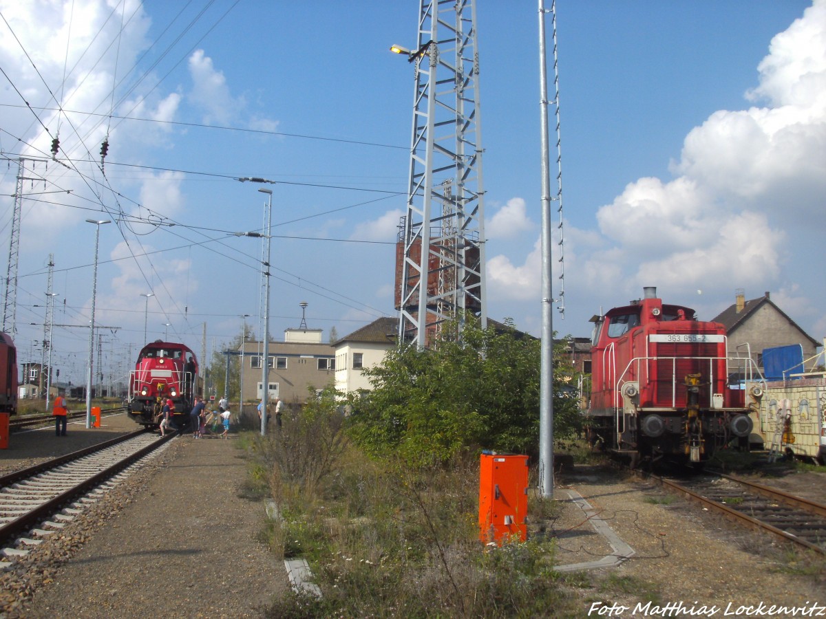 261 044-2 und 363 655-2 beim Tag des offenen Denkmals in Falkenberg (Elster) am 7.9.14