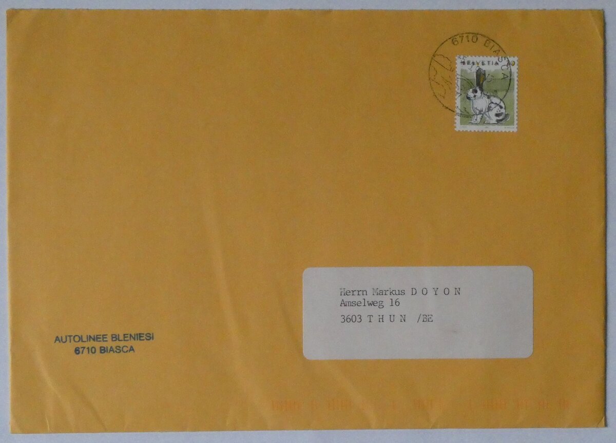 (261'075) - ABl-Briefumschlag vom 5. M�rz 1998 am 7. April 2024 in Thun