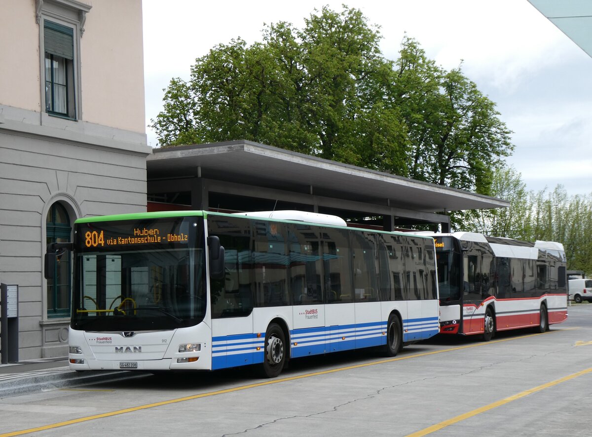 (261'093) - StadtBUS, Frauenfeld - Nr. 912/SG 482'208 - MAN (ex RTB Altst�tten Nr. 912; ex PostBus/A BD 15'356) am 9. April 2024 beim Bahnhof Frauenfeld 