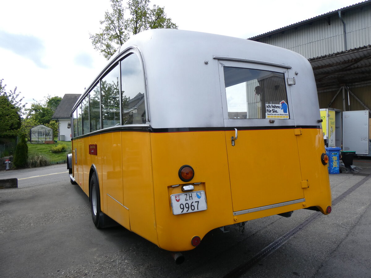 (262'044) - Wegm�ller, Attikon - ZH 9967 - Saurer/R&J (ex P 24'531; ex P 1375) am 4. Mai 2024 in Attikon, Wegm�ller