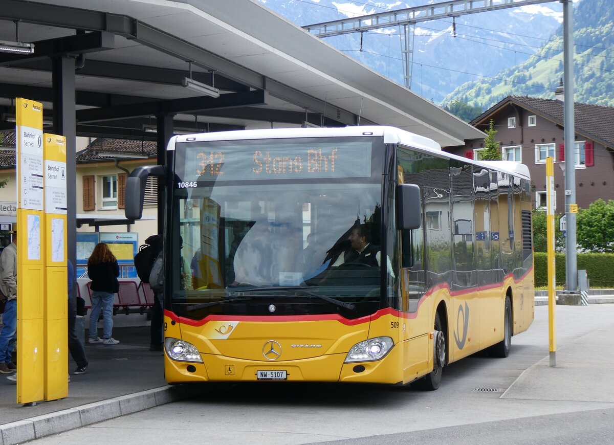 (262'717) - PostAuto Zentralschweiz - Nr. 509/NW 5107/PID 10'846 - Mercedes (ex Nr. 59; ex Nr. 12; ex Thepra, Stans Nr. 12) am 18. Mai 2024 beim Bahnhof Sarnen