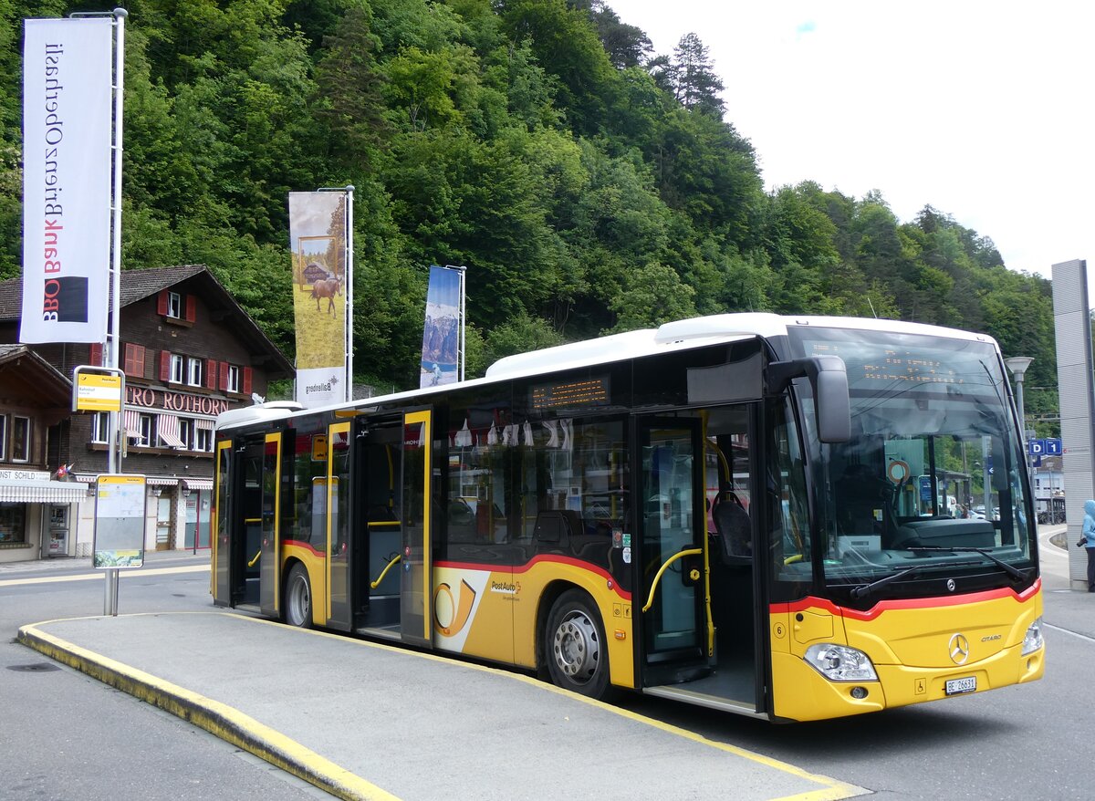(263'232) - Fl�ck, Brienz - Nr. 6/BE 26'631/PID 11'683 - Mercedes (ex PostAuto Bern) am 28. Mai 2024 beim Bahnhof Brienz
