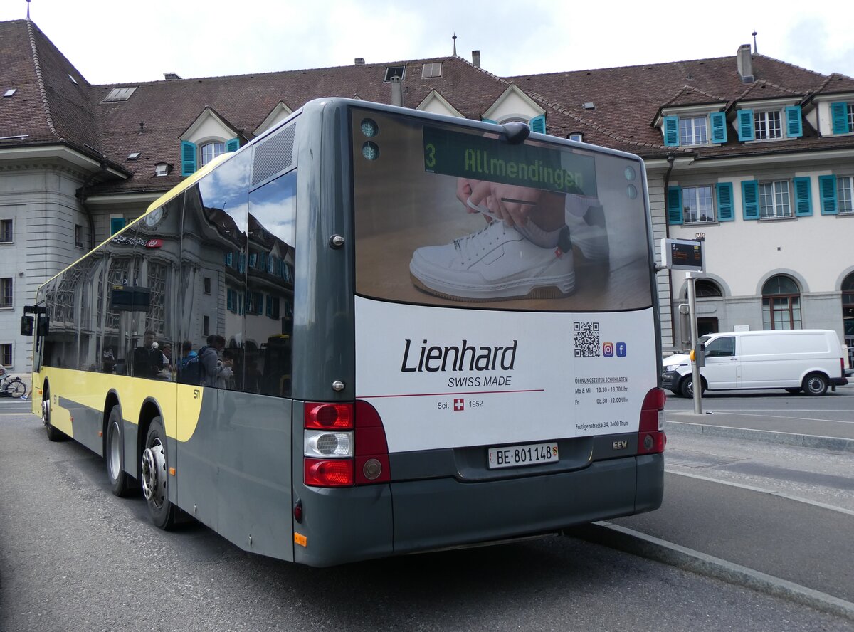 (264'313) - STI Thun - Nr. 148/BE 801'148 - MAN am 3. Juli 2024 beim Bahnhof Thun