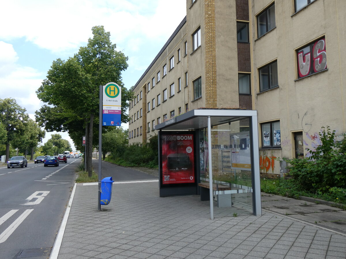 (264'696) - LVB-Haltestelle am 11. Juli 2024 in Leipzig, E.-Keil-Strasse