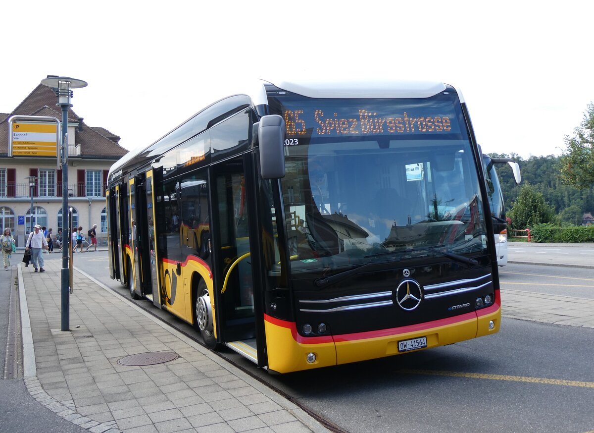 (265'062) - PostAuto Zentralschweiz (H�fliger) - OW 41'564/PID 12'023 - eMercedes am 27. Juli 2024 beim Bahnhof Spiez