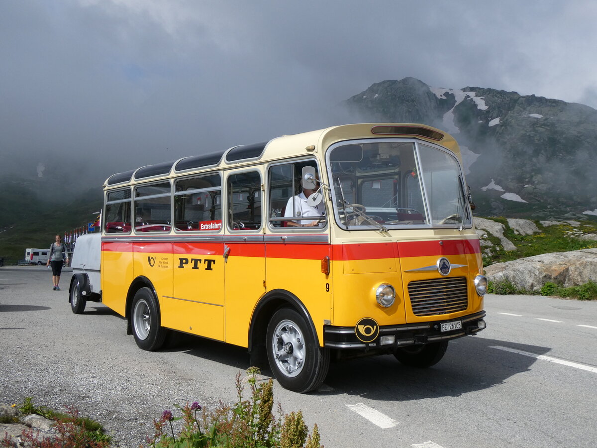 (265'147) - Schmid, Thrishaus - Nr. 9/BE 26'105 - Saurer/R&J (ex Geiger, Adelboden Nr. 9) am 28. Juli 2024 in Grimsel, Passhhe