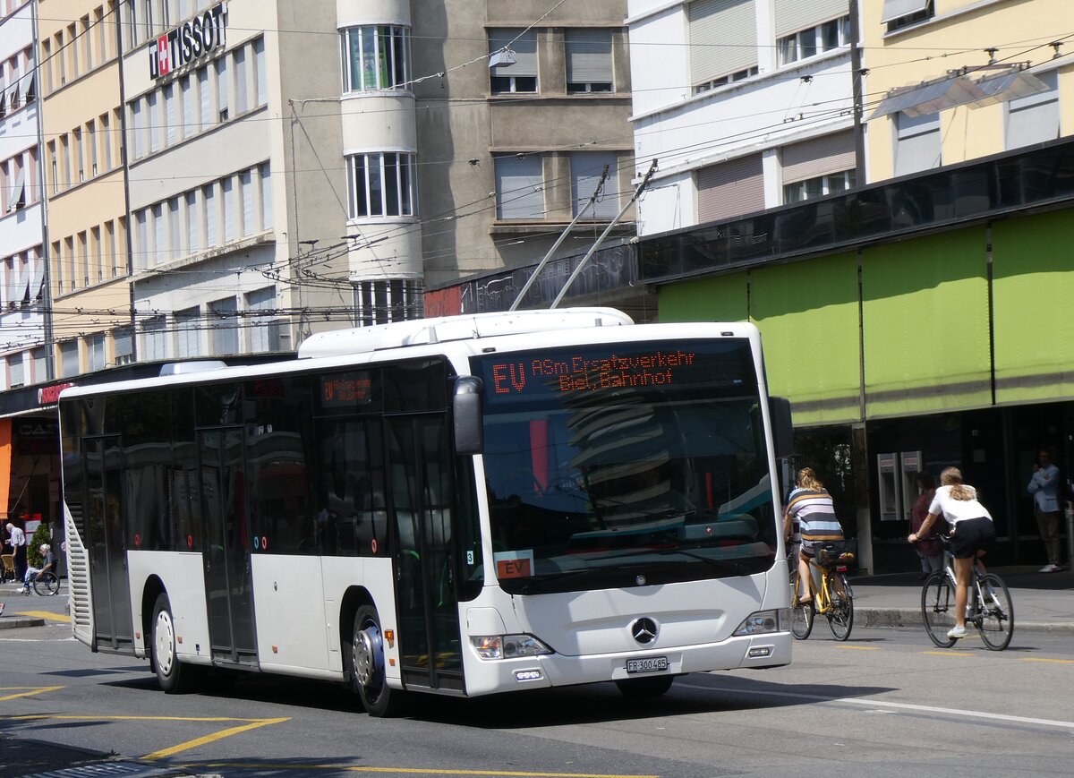 (265'295) - Intertours, Domdidier - Nr. 485/FR 300'485 - Mercedes (ex TPL Lugano Nr. 303) am 30. Juli 2024 beim Bahnhof Biel