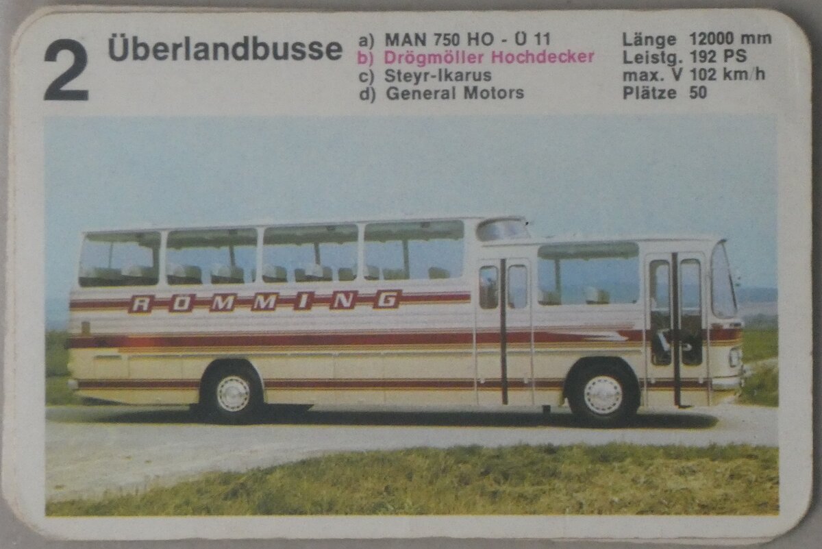 (266'139) - Aus Deutschland: Quartett-Spielkarte mit Dr�gm�ller Hochdecker am 25. August 2024 in Thun