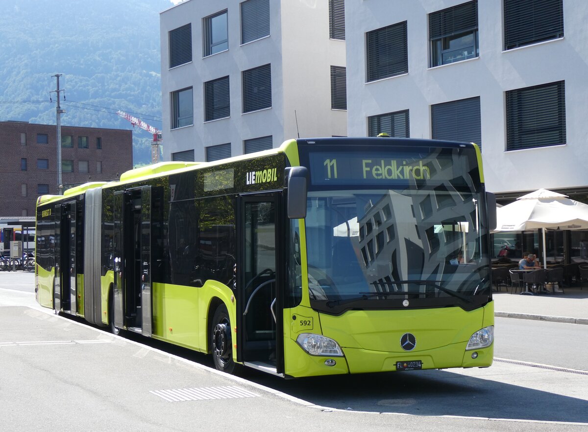 (266'252) - Aus Liechtenstein: BOS PS Anstalt, Vaduz - Nr. 562/FL 40'234 - Mercedes (ex PLA Vaduz Nr. 61/PID 10'404) am 27. August 2024 beim Bahnhof Sargans