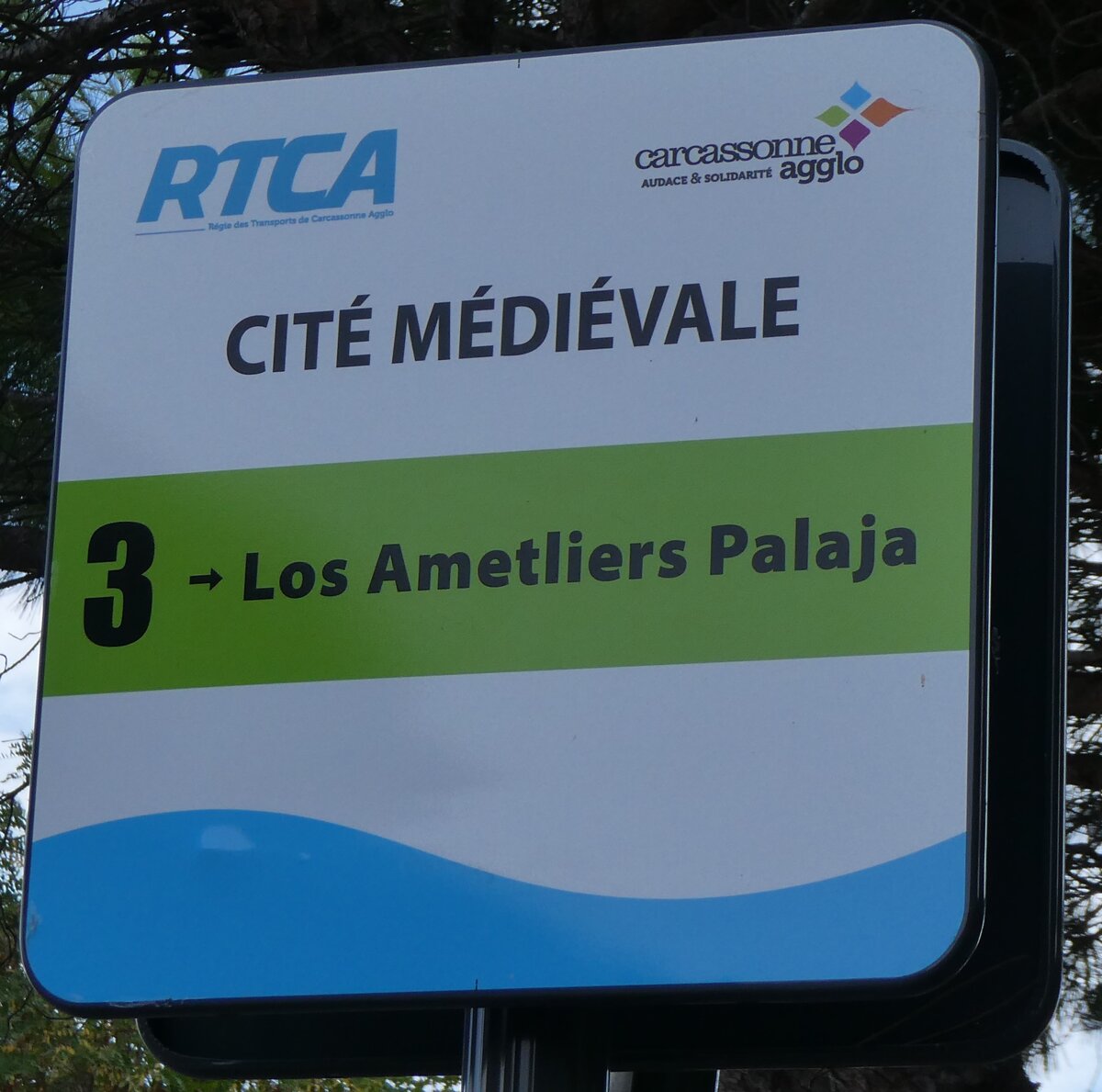 (267'353) - RTCA-Haltestellenschild - Carcassonne, Cit� M�di�vale - am 20. September 2024
